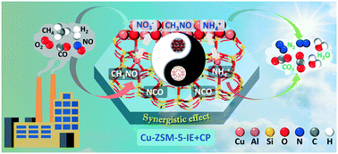 Graphical abstract: Constructing active copper species in Cu-zeolites for coal-gas-SCR and elucidating the synergistic catalytic function of CuO and Cu2+ ion species