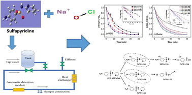 Graphical abstract: Degradation of sulfapyridine antibiotics by chlorination in a pilot-scale water distribution system: kinetics, THMs, and DFT studies