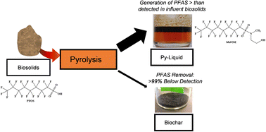 Graphical abstract: Pyrolysis transports, and transforms, PFAS from biosolids to py-liquid