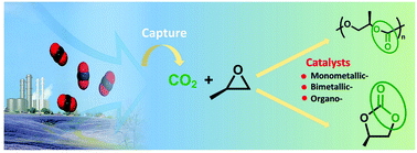 Graphical abstract: Progress in the catalytic reactions of CO2 and epoxides to selectively provide cyclic or polymeric carbonates