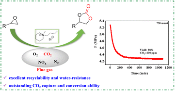 Graphical abstract: In situ CO2 capture and transformation into cyclic carbonates using flue gas