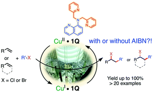 Graphical abstract: Copper(ii) complexes of quinoline-based ligands for efficient photoredox catalysis of atom transfer radical addition (ATRA) reaction