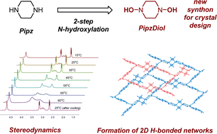Graphical abstract: Piperazine-1,4-diol (PipzDiol): synthesis, stereodynamics and assembly of supramolecular hydrogen-bonded 2D networks