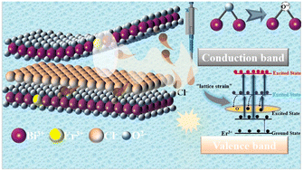 Graphical abstract: Self-doping induced oxygen vacancies and lattice strains for synergetic enhanced upconversion luminescence of Er3+ ions in 2D BiOCl nanosheets