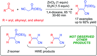 Graphical abstract: ZnCl2-mediated stereo- and chemoselective synthesis of vinylphosphonates