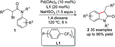 Graphical abstract: Synthesis of 3-substituted 2-oxindoles from secondary α-bromo-propionanilides via palladium-catalyzed intramolecular cyclization