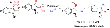 Graphical abstract: Nucleophilic functionalizations of indole derivatives using the aromatic Pummerer reaction