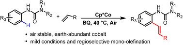Graphical abstract: Cobalt(iii)-catalyzed weakly coordinating arylurea-directed regioselective mono-olefination