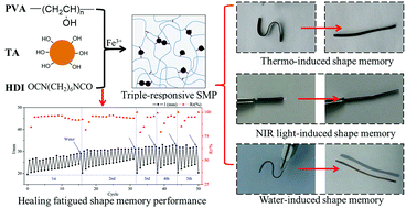 Graphical abstract: A thermo-, near-infrared light- and water-induced shape memory polymer with healing fatigued shape memory performance