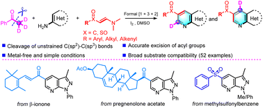 Graphical abstract: I2-Promoted site-selective C–C bond cleavage of aryl methyl ketones as C1 synthons for constructing 5-acyl-1H-pyrazolo[3,4-b]pyridines