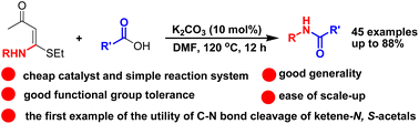 Graphical abstract: K2CO3-accelerated amidation of carboxylic acids using α-oxo ketene-N,S-acetals as amine surrogates