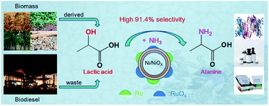 Graphical abstract: Efficient conversion of lactic acid to alanine over noble metal supported on Ni@C catalysts