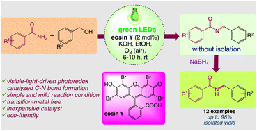 Graphical abstract: Visible light-induced photoredox catalyzed C–N coupling of amides with alcohols