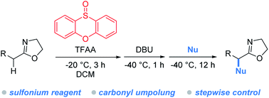 Graphical abstract: Sulfur(iv)-mediated umpolung α-heterofunctionalization of 2-oxazolines