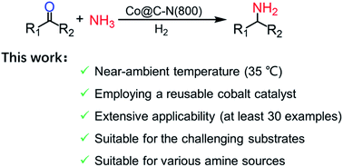 Graphical abstract: Nanoparticles and single atoms of cobalt synergistically enabled low-temperature reductive amination of carbonyl compounds
