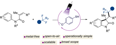 Graphical abstract: Transition metal-free photochemical C–F activation for the preparation of difluorinated-oxindole derivatives