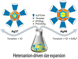 Graphical abstract: Regulating the assembly and expansion of the silver cluster from the Ag37 to Ag46 nanowheel driven by heteroanions