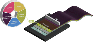 Graphical abstract: All-blade-coated flexible perovskite solar cells & modules processed in air from a sustainable dimethyl sulfoxide (DMSO)-based solvent system