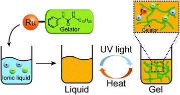 Graphical abstract: On-demand gelation of ionic liquids using photoresponsive organometallic gelators