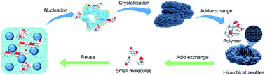 Graphical abstract: An environment-friendly and acid-degradable polymer templated synthesis of single-crystal hierarchical zeolites