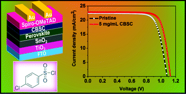 Graphical abstract: Interfacial passivation with 4-chlorobenzene sulfonyl chloride for stable and efficient planar perovskite solar cells