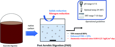 Graphical abstract: Post aerobic digestion (PAD) is a solids sidestream nutrient removal process that utilizes native carbon: performance and key operational parameters from two full-scale PAD reactors