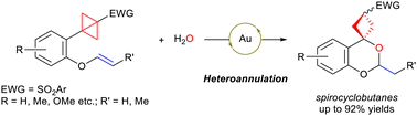 Graphical abstract: Heteroannulation of bicyclobutane derivatives via Au-catalyzed hydration to enol ethers and intramolecular cyclization giving spirocyclobutanes