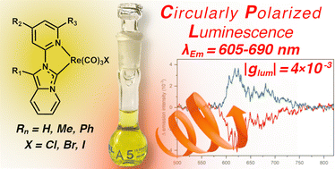 Graphical abstract: Chiroptical activity of benzannulated N-heterocyclic carbene rhenium(i) tricarbonyl halide complexes: towards efficient circularly polarized luminescence emitters
