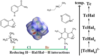 Graphical abstract: Influence of the organic cation on the formation of hexahalotechnetates: X-ray, thermal and comparative analyses of non-covalent interactions
