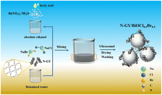 Graphical abstract: In situ sonochemical synthesis of flower-like N-graphyne/BiOCl0.5Br0.5 microspheres for efficient removal of levofloxacin