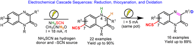 Graphical abstract: Electrochemical cascade sequences for remote C7–H bond thiocyanation of quinoxalin-2(1H)-ones with ammonium thiocyanate