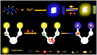 Graphical abstract: A novel ratiometric design of microfluidic paper-based analytical device for the simultaneous detection of Cu2+ and Fe3+ in drinking water using a fluorescent MOF@tetracycline nanocomposite