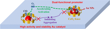 Graphical abstract: Dual-functional CeOx fence promoting Au nanocatalyst for CO oxidation under wide working conditions