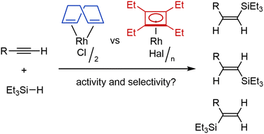 Graphical abstract: Catalytic activity of cyclobutadiene rhodium complexes in hydrosilylation and other transformations of alkynes