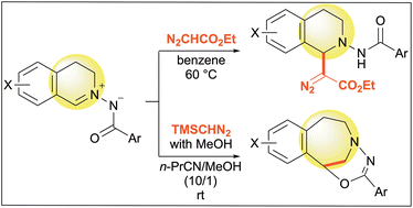 Graphical abstract: Divergent transformation of C,N-cyclic-N′-acyl azomethine imines by reaction with diazo compounds
