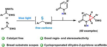 Graphical abstract: Regioselective [2 + 1] photocycloaddition of 2-pyridones with diazo compounds