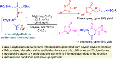 Graphical abstract: Palladium-catalyzed decarboxylative α-allylation of thiazolidinones and azlactones with sulfonamido-substituted acyclic allylic carbonates