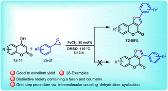 Graphical abstract: FeCl3-catalyzed regioselective ring-opening of aryl oxirane with 4-hydroxycoumarin for the synthesis of furo[3,2-c]coumarins