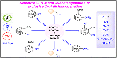 Graphical abstract: Recent advances in selective mono-/dichalcogenation and exclusive dichalcogenation of C(sp2)–H and C(sp3)–H bonds