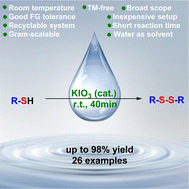 Graphical abstract: KIO3-catalyzed selective oxidation of thiols to disulfides in water under ambient conditions