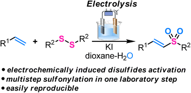 Graphical abstract: Disulfides as versatile starting reagents: effective sulfonylation of alkenes with disulfides under electrochemical conditions