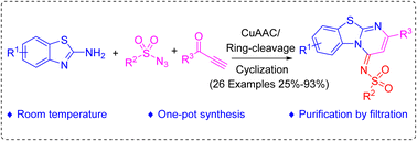 Graphical abstract: Mild and efficient synthesis of benzothiazolopyrimidine derivatives via CuAAC/ring cleavage/cyclization reaction