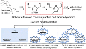 Graphical abstract: Energetics of acid catalyzed biomass reactions: how and why does the solvent model matter?