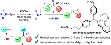 Graphical abstract: Synthesis of triarylmethanes by silyl radical-mediated cross-coupling of aryl fluorides and arylmethanes