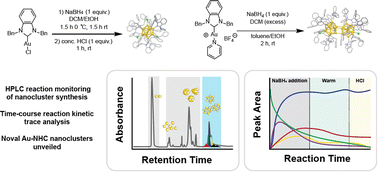 Graphical abstract: Insights into the synthesis of NHC-stabilized Au nanoclusters through real-time reaction monitoring