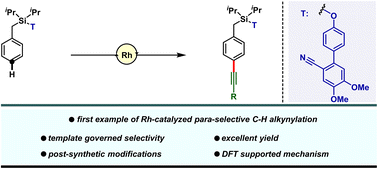 Graphical abstract: Directing group assisted para-selective C–H alkynylation of unbiased arenes enabled by rhodium catalysis