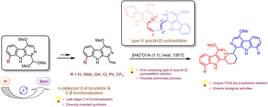 Graphical abstract: Divergent total syntheses of ITHQ-type bis-β-carboline alkaloids by regio-selective formal aza-[4 + 2] cycloaddition and late-stage C–H functionalization