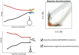 Graphical abstract: Multiconfigurational photodynamics simulations reveal the mechanism of photodecarbonylations of cyclopropenones in explicit aqueous environments