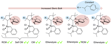 Graphical abstract: A tunable family of CAAC-ruthenium olefin metathesis catalysts modularly derived from a large-scale produced ibuprofen intermediate
