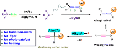 Graphical abstract: Cross-coupling of organic fluorides with allenes: a silyl-radical-relay pathway for the construction of α-alkynyl-substituted all-carbon quaternary centres
